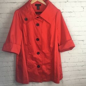 Fire Engine Red Modern Swing Trench Rain Coat